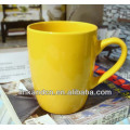 Glazed yellow solid plain ceramic coffee mugs